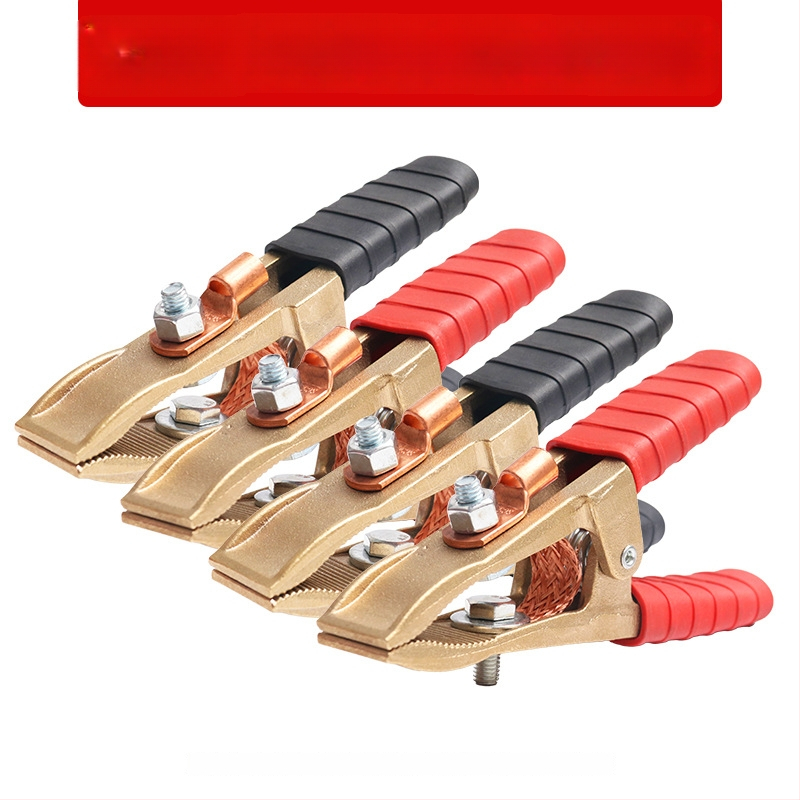 Baterijos laikiklis su grynu vario krokodilo klipu, laidų jungtis ir sustiprinta žemės skava