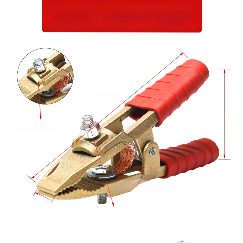 Baterijos laikiklis su grynu vario krokodilo klipu, laidų jungtis ir sustiprinta žemės skava