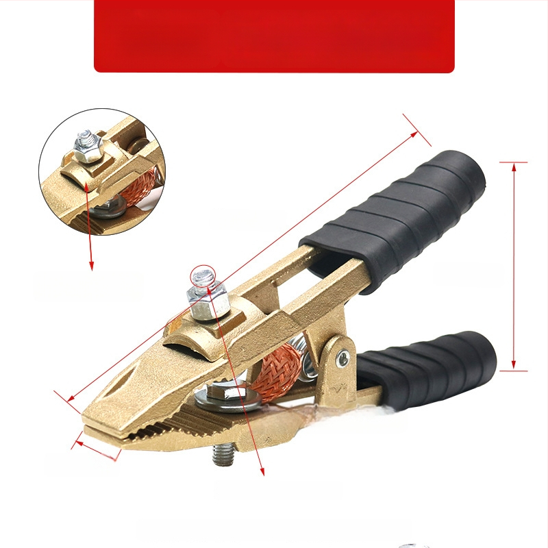 Baterijos laikiklis su grynu vario krokodilo klipu, laidų jungtis ir sustiprinta žemės skava