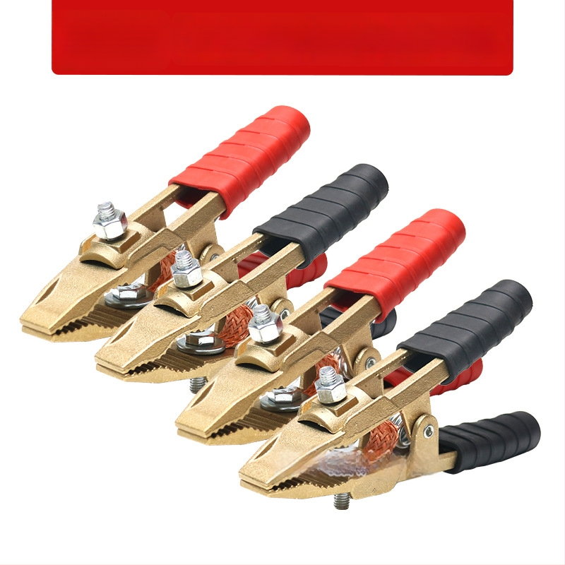 Baterijos laikiklis su grynu vario krokodilo klipu, laidų jungtis ir sustiprinta žemės skava