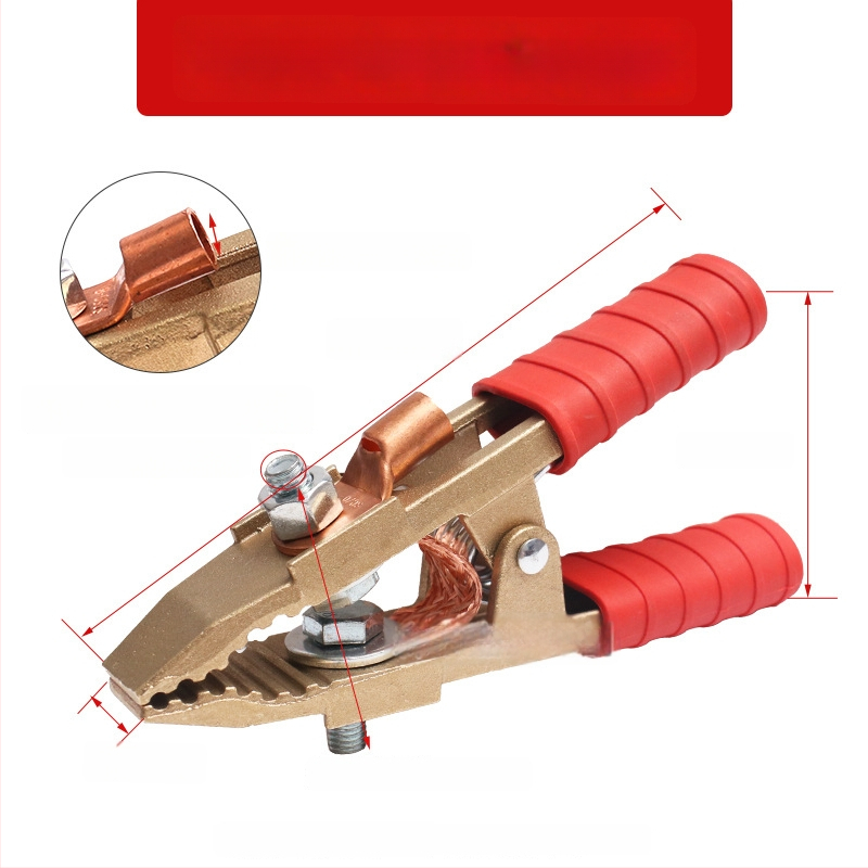 Baterijos laikiklis su grynu vario krokodilo klipu, laidų jungtis ir sustiprinta žemės skava