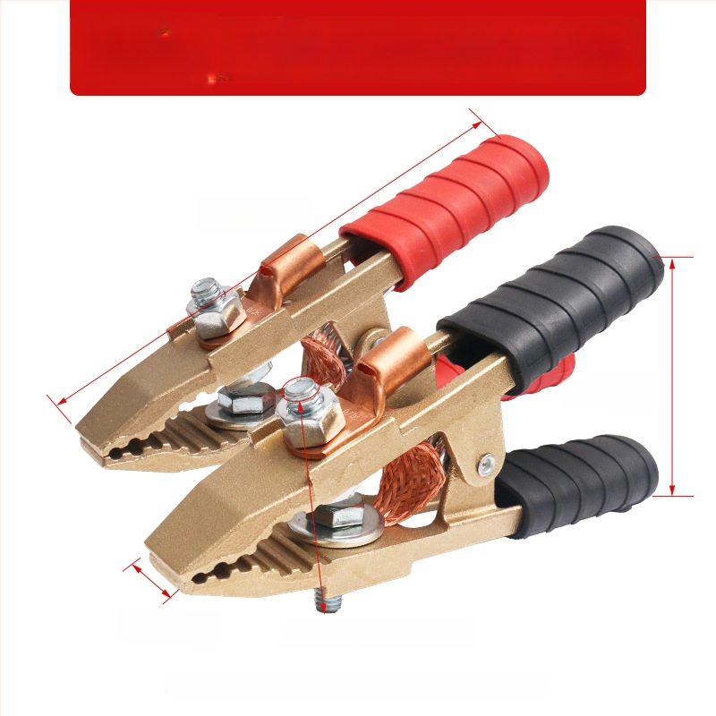 Baterijos laikiklis su grynu vario krokodilo klipu, laidų jungtis ir sustiprinta žemės skava