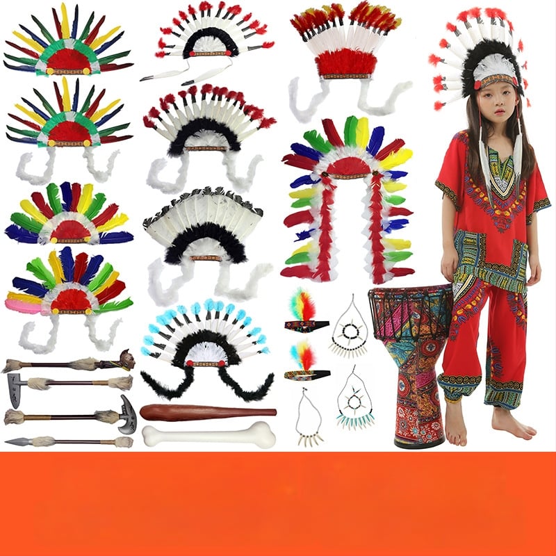 Облекло за глава за деца с пера и огърлица – пролет 2025