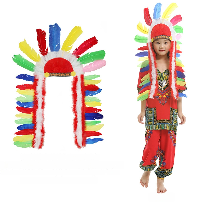 Облекло за глава за деца с пера и огърлица – пролет 2025