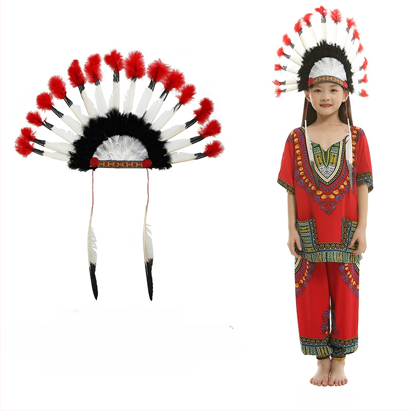 Облекло за глава за деца с пера и огърлица – пролет 2025