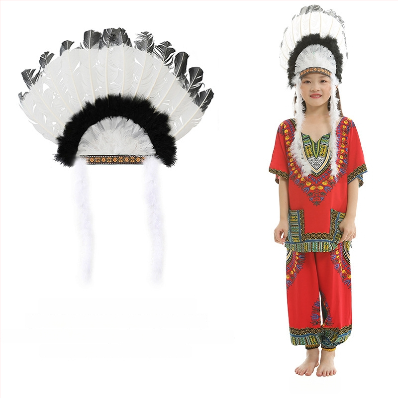 Облекло за глава за деца с пера и огърлица – пролет 2025