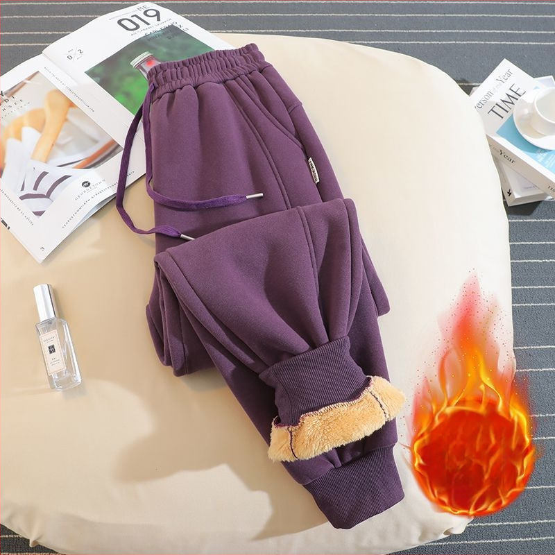 Moterų harėm jogger kelnės su fliso viduje, vilninis audinys, 50–70% vilnos, laisvas kirpimas, žiema 2025