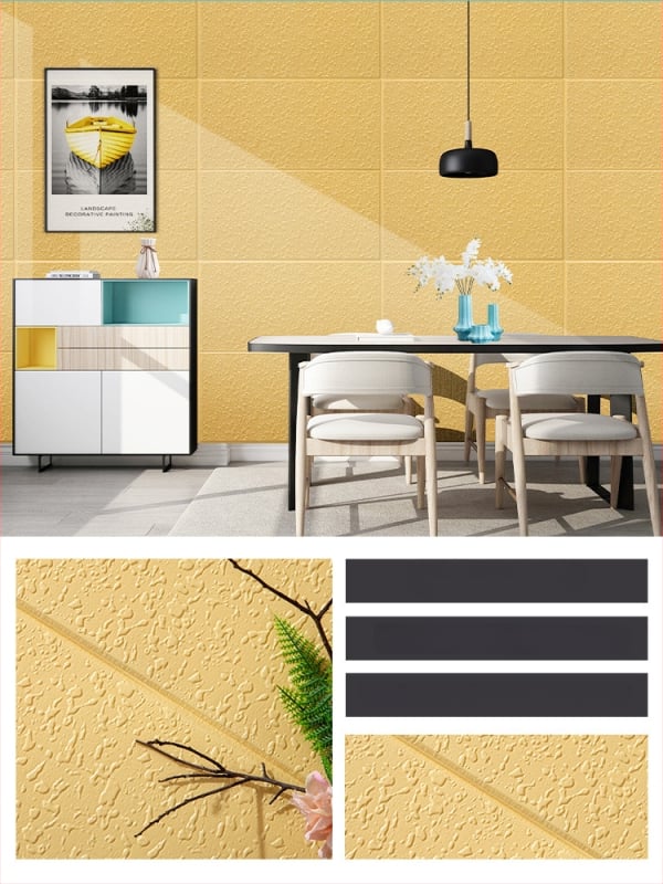 3D lipnus sienos lipdukas svetainei, Nordic stilius, vandeniui atsparus XPE putų