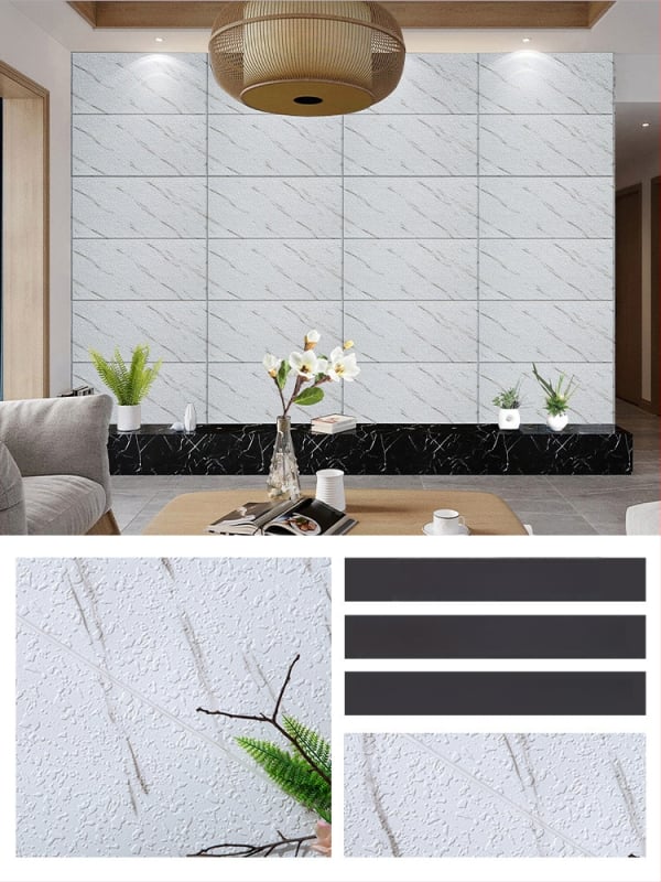 3D lipnus sienos lipdukas svetainei, Nordic stilius, vandeniui atsparus XPE putų