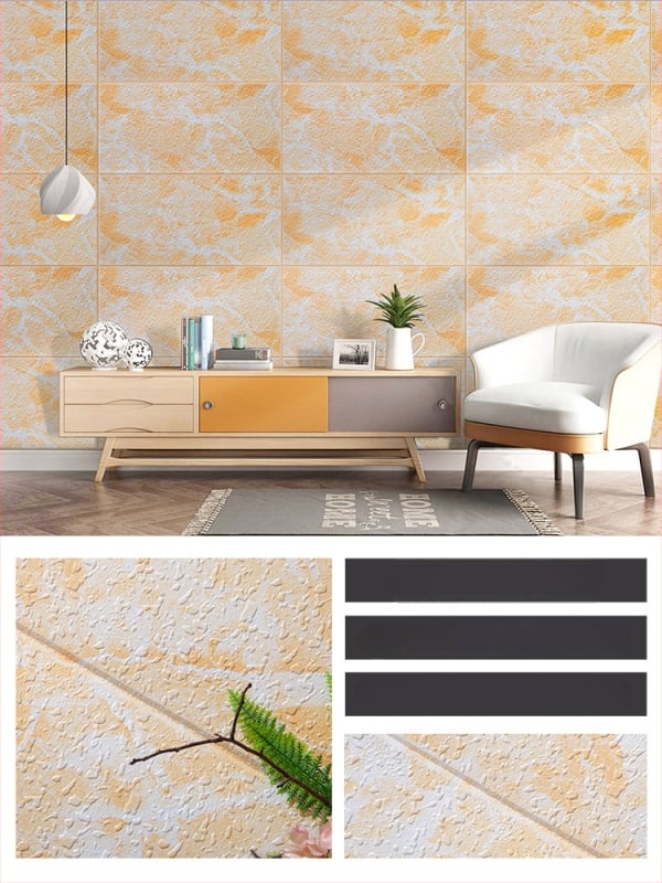 3D lipnus sienos lipdukas svetainei, Nordic stilius, vandeniui atsparus XPE putų