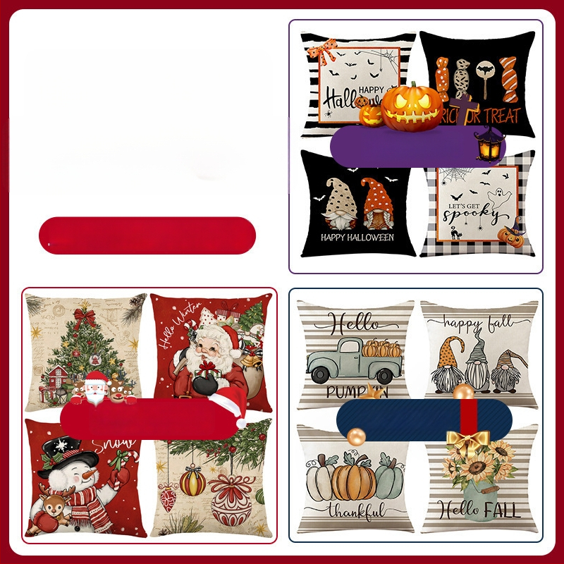 Калъф за възглавница - къс плюш, карикатурен принт, печат, коледен стил