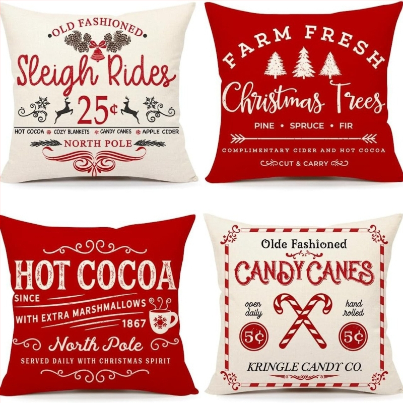 Калъф за възглавница - къс плюш, карикатурен принт, печат, коледен стил