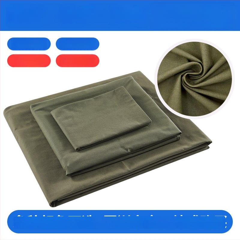 Tryjų dalių patalynės komplektas studentų bendrabutyje, poliesterio–medvilnės audinys, reaktiškai dažyta, twill audimas, vienos spalvos raštas