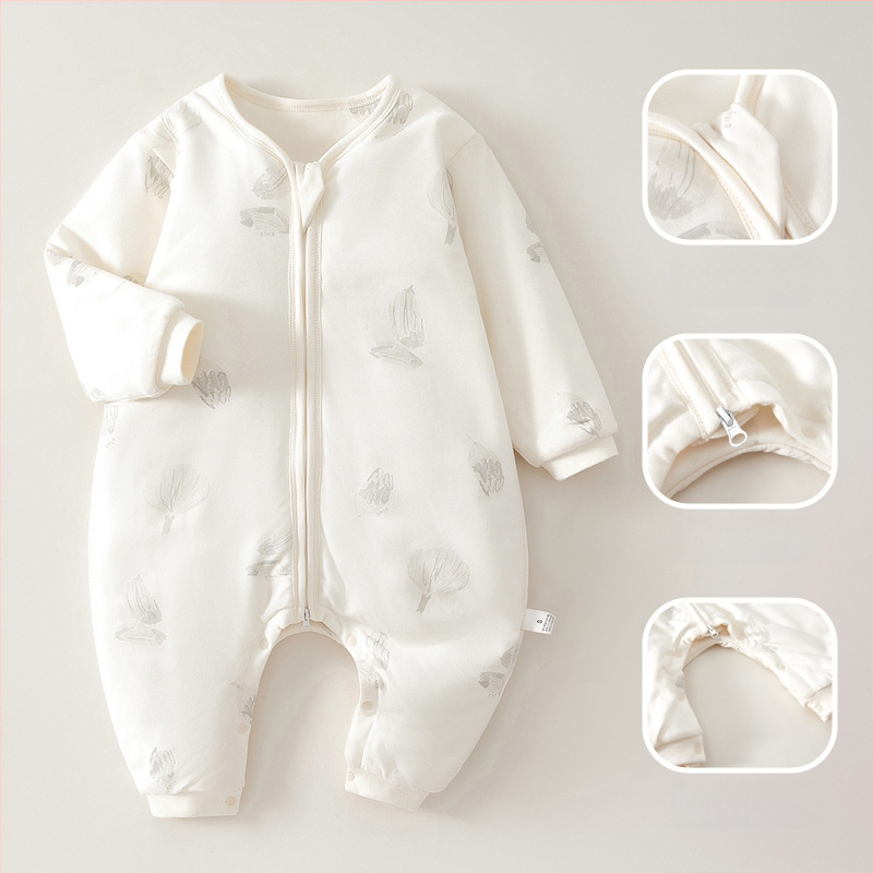 Kūdikių miego maišelis su atjungiamomis rankovėmis, storas medvilnės užpildas, užtrauktukas, atskiros kojos dizainas, tinkamas 1–3 metų amžiaus vaikams