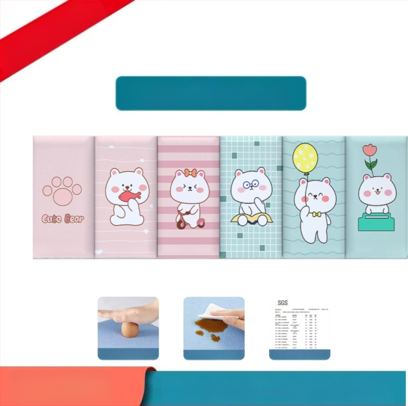 Стенно противоударно подплатено табло за детска стая – мек PU кожа, обграждано около леглото с татами, водоустойчиво, модерен стил