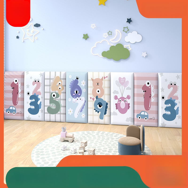 Стенно противоударно подплатено табло за детска стая – мек PU кожа, обграждано около леглото с татами, водоустойчиво, модерен стил