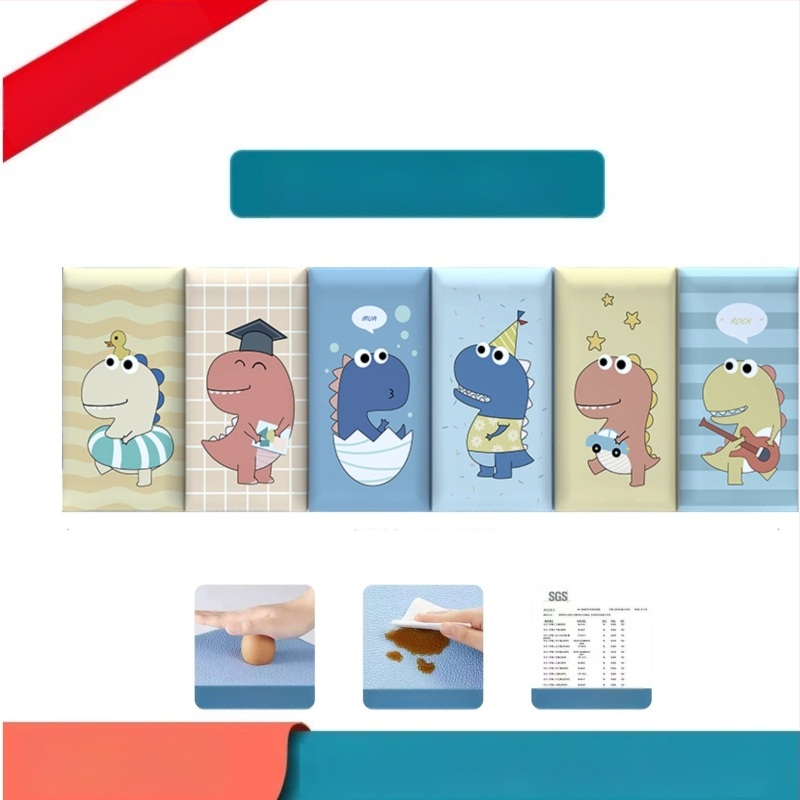 Стенно противоударно подплатено табло за детска стая – мек PU кожа, обграждано около леглото с татами, водоустойчиво, модерен стил