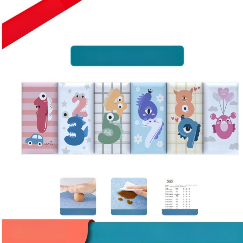 Стенно противоударно подплатено табло за детска стая – мек PU кожа, обграждано около леглото с татами, водоустойчиво, модерен стил