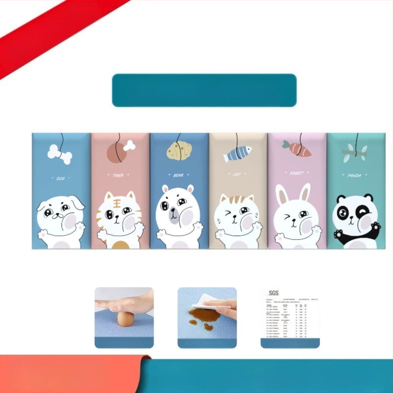 Стенно противоударно подплатено табло за детска стая – мек PU кожа, обграждано около леглото с татами, водоустойчиво, модерен стил