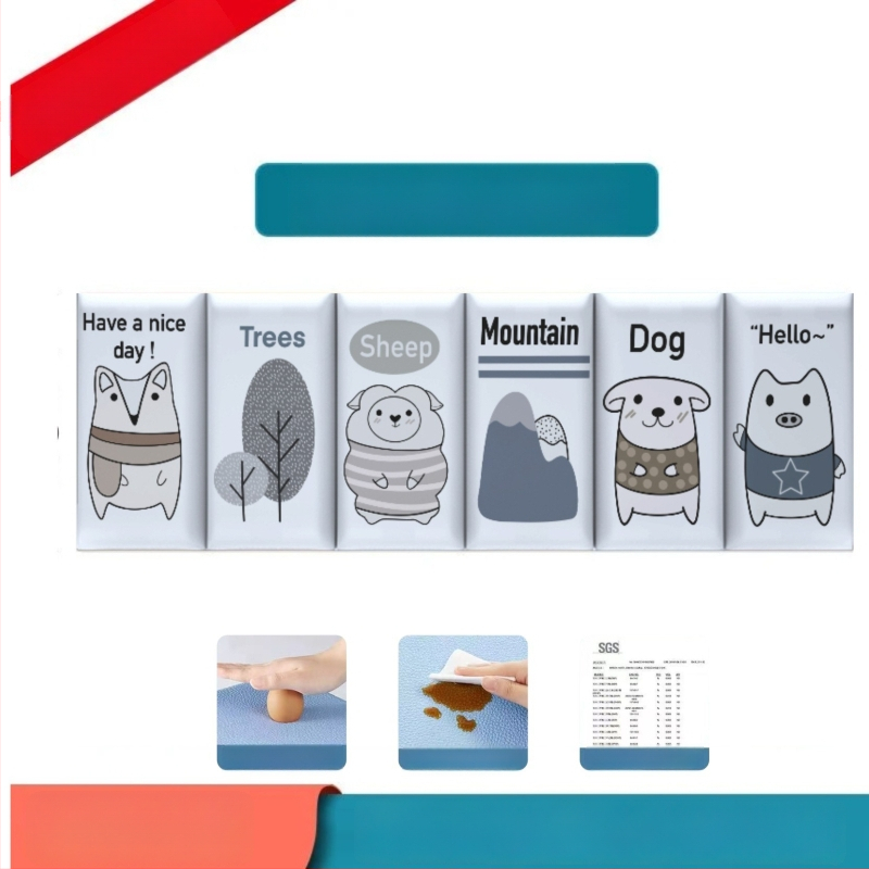 Стенно противоударно подплатено табло за детска стая – мек PU кожа, обграждано около леглото с татами, водоустойчиво, модерен стил