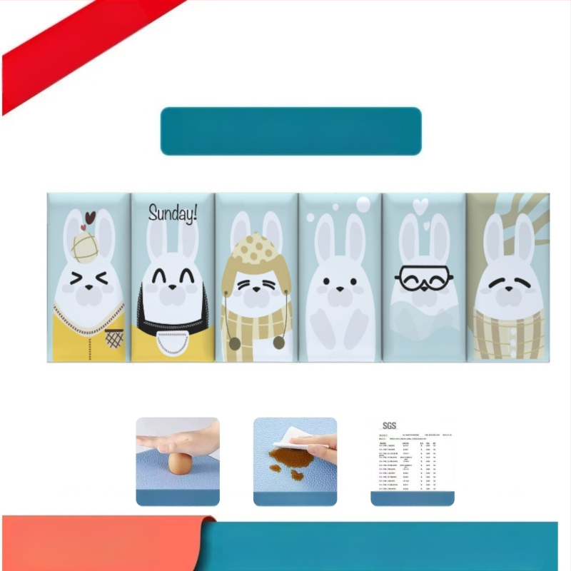 Стенно противоударно подплатено табло за детска стая – мек PU кожа, обграждано около леглото с татами, водоустойчиво, модерен стил