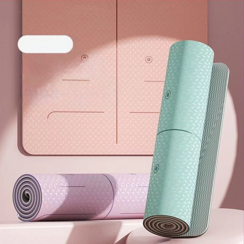 TPE йога мат, двустранно противохлъзгащ се, 8 мм дебелина, по-широки размери, персонализирана за домашни тренировки