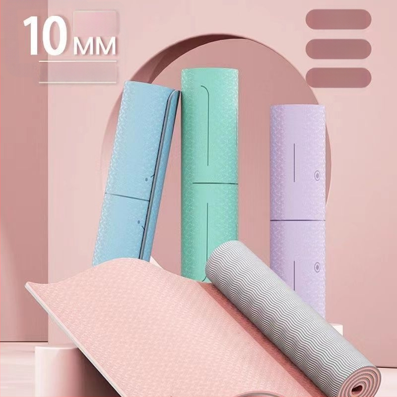 TPE йога мат, двустранно противохлъзгащ се, 8 мм дебелина, по-широки размери, персонализирана за домашни тренировки