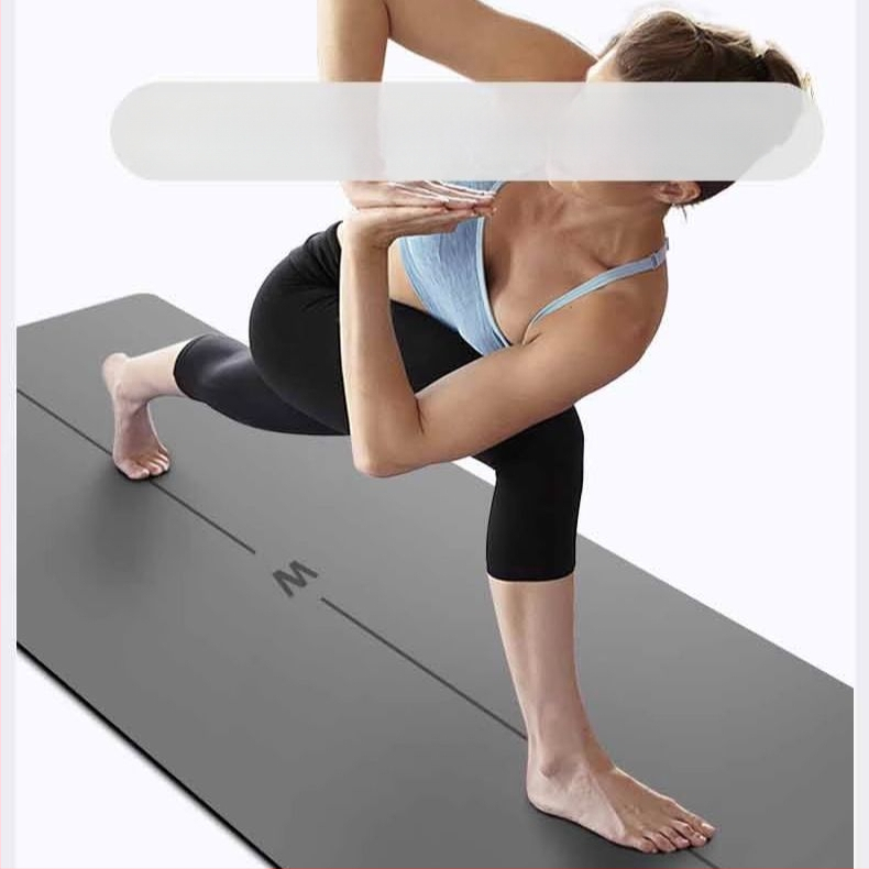 Йога постелка с неплъзгаща се повърхност, PU гума, 5 мм дебелина, интегрирана водеща линия