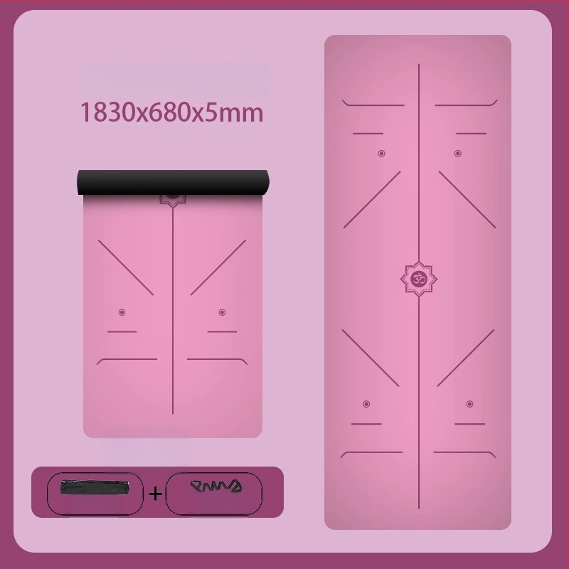 Йога постелка с неплъзгаща се повърхност, PU гума, 5 мм дебелина, интегрирана водеща линия