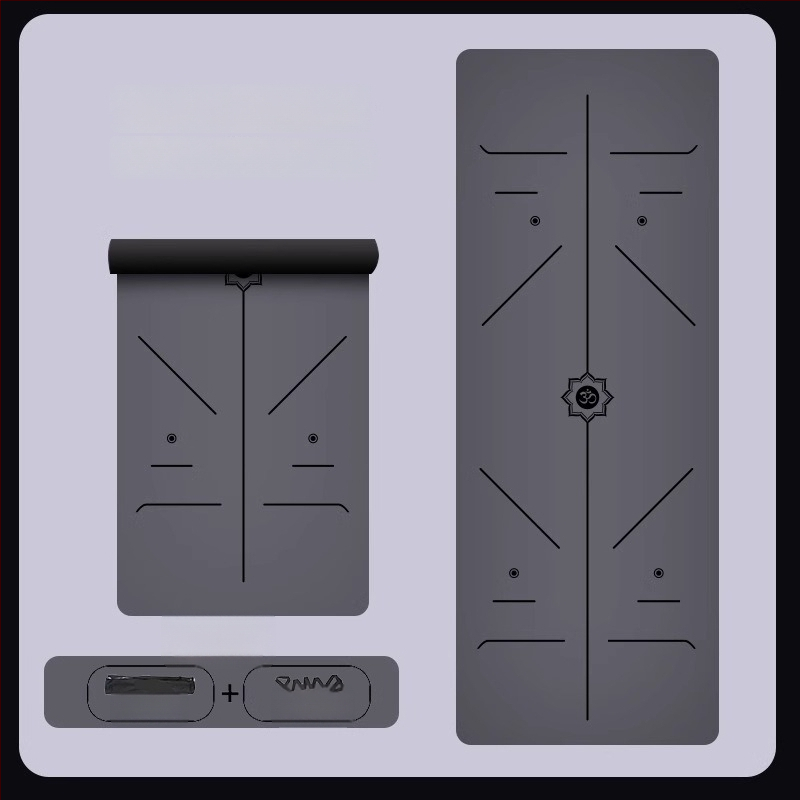 Йога постелка с неплъзгаща се повърхност, PU гума, 5 мм дебелина, интегрирана водеща линия