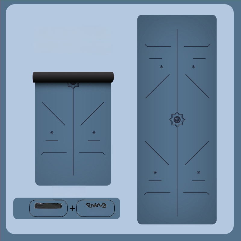 Йога постелка с неплъзгаща се повърхност, PU гума, 5 мм дебелина, интегрирана водеща линия