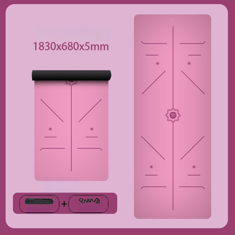 Йога постелка с неплъзгаща се повърхност, PU гума, 5 мм дебелина, интегрирана водеща линия