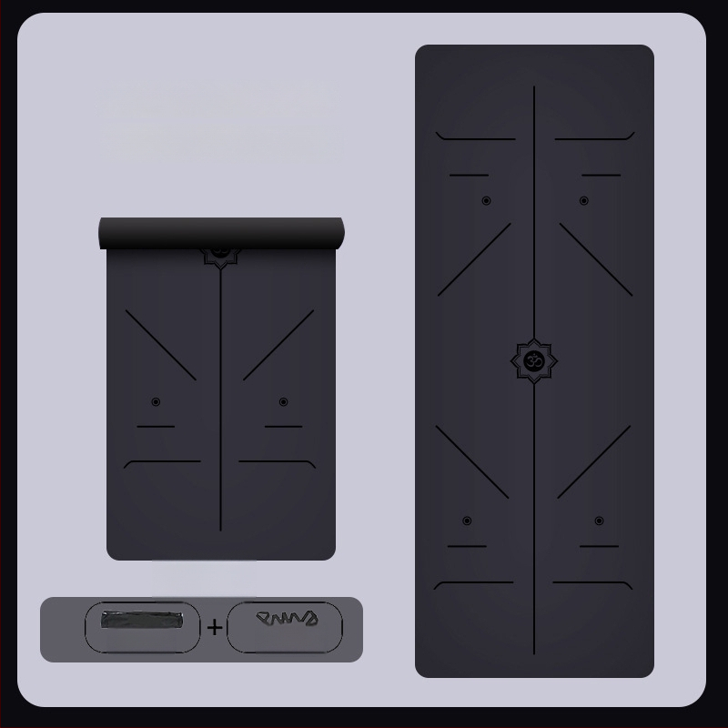 Йога постелка с неплъзгаща се повърхност, PU гума, 5 мм дебелина, интегрирана водеща линия