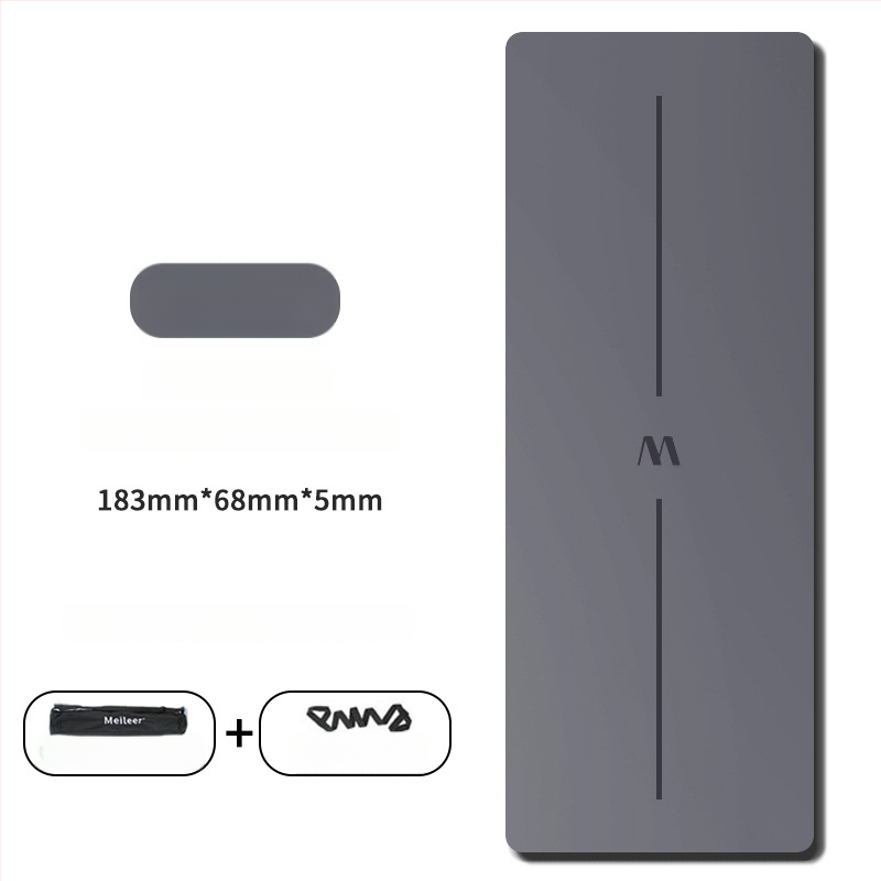 Йога постелка с неплъзгаща се повърхност, PU гума, 5 мм дебелина, интегрирана водеща линия