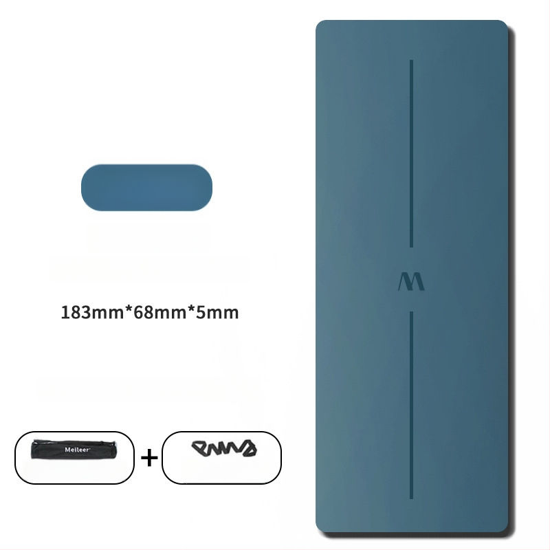 Йога постелка с неплъзгаща се повърхност, PU гума, 5 мм дебелина, интегрирана водеща линия