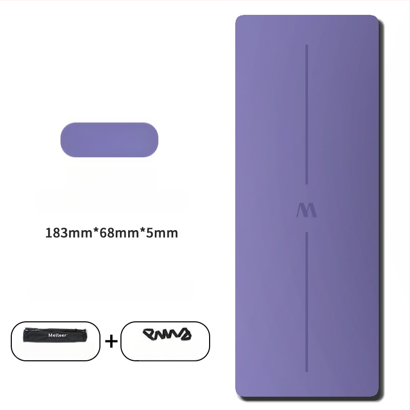 Йога постелка с неплъзгаща се повърхност, PU гума, 5 мм дебелина, интегрирана водеща линия