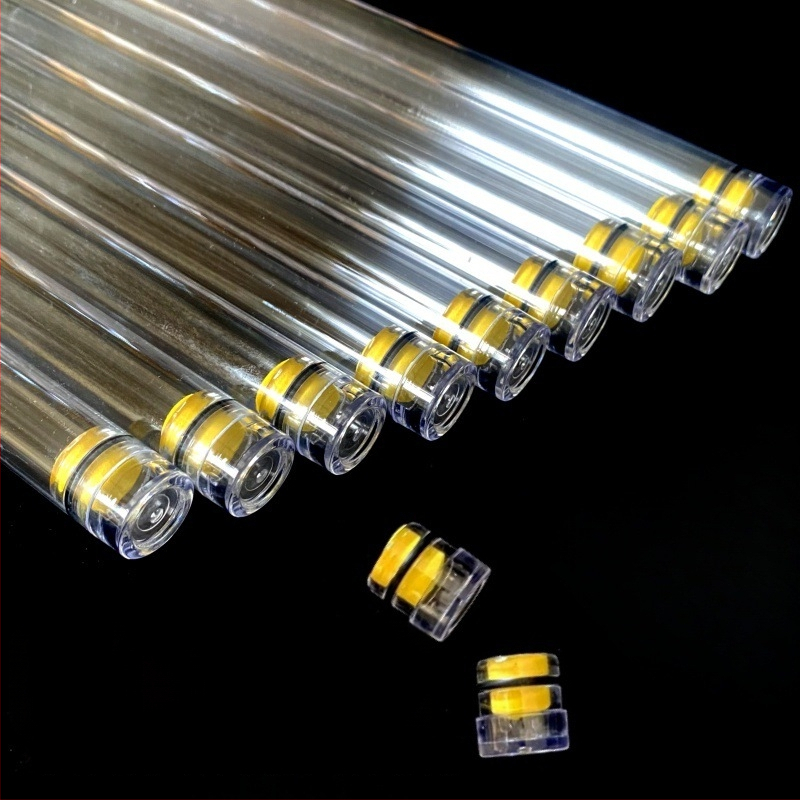 PC κυκλικός σωλήνας συσκευασίας με καπάκι, διαφανής, τοίχωμα 0,5 mm, κατάλληλος για αποθήκευση πλωτήρων ψαρέματος