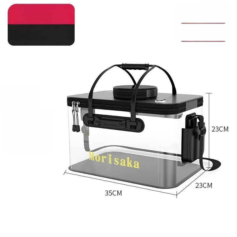 Saliekams EVA zivju aizsardzības spainis dzīviem zivīm, caurspīdīga makšķerēšanas kārba ar rokturi