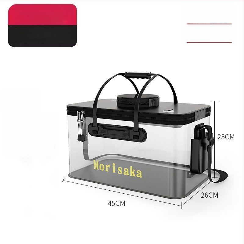 Saliekams EVA zivju aizsardzības spainis dzīviem zivīm, caurspīdīga makšķerēšanas kārba ar rokturi