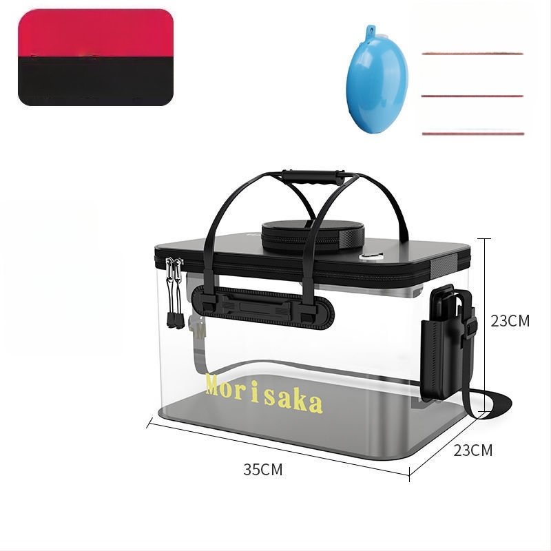Saliekams EVA zivju aizsardzības spainis dzīviem zivīm, caurspīdīga makšķerēšanas kārba ar rokturi