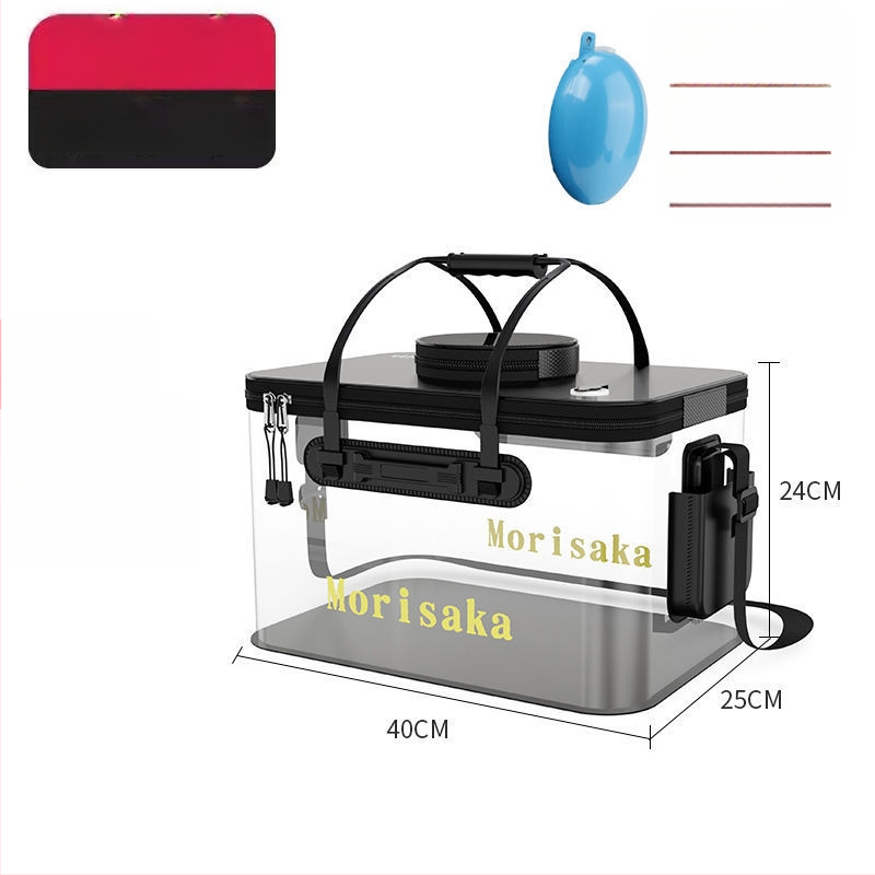 Saliekams EVA zivju aizsardzības spainis dzīviem zivīm, caurspīdīga makšķerēšanas kārba ar rokturi