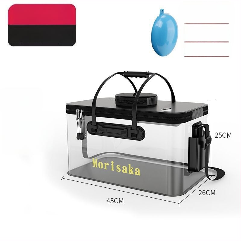 Saliekams EVA zivju aizsardzības spainis dzīviem zivīm, caurspīdīga makšķerēšanas kārba ar rokturi