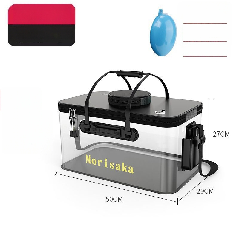 Saliekams EVA zivju aizsardzības spainis dzīviem zivīm, caurspīdīga makšķerēšanas kārba ar rokturi