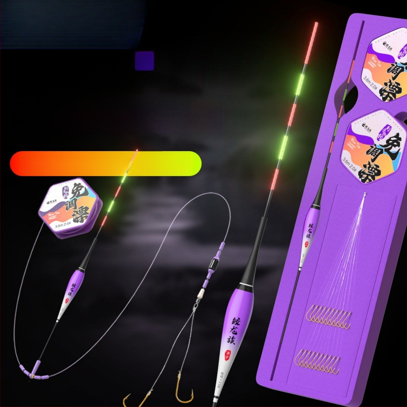 Sub-linijos rinkinys su iš anksto surišta linija, dvigubais kabliukas, žvejybos plūdė, automatinis gylio nustatymas