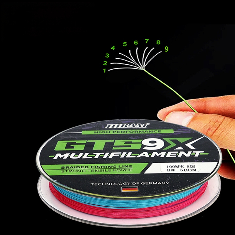 HIRAM Pagrindinė žvejybos linija, 9-sluoksniu pintas PE, didelis atsparumas, dėžutėje 200 vnt.