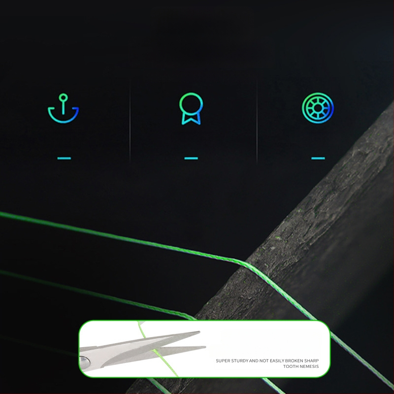 HIRAM Pagrindinė žvejybos linija, 9-sluoksniu pintas PE, didelis atsparumas, dėžutėje 200 vnt.