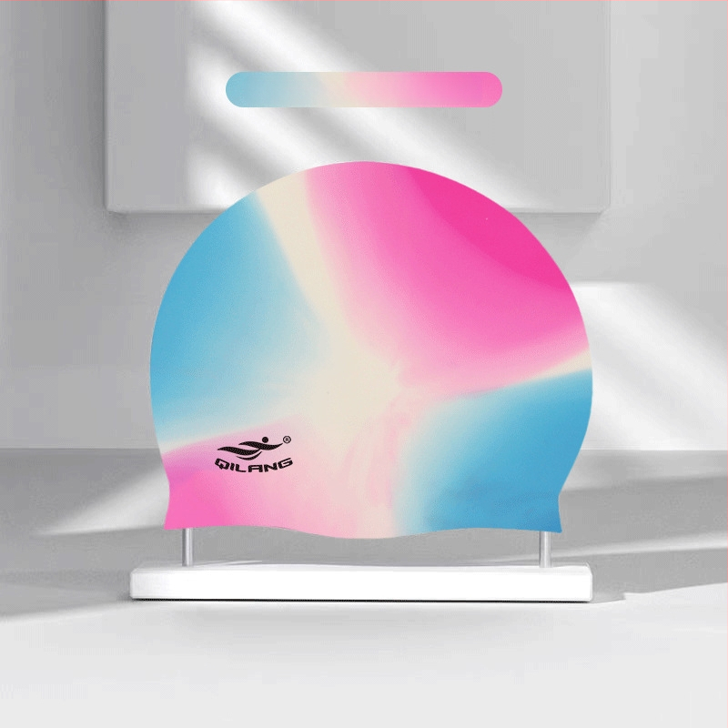 Silikona plūšanas cepure ar ūdensnecaurlaidīgu ausu aizsardzību, krāsu saskaņošanas raksts, piemērota pieaugušajiem, gatava privātās etiķetes izmantošanai