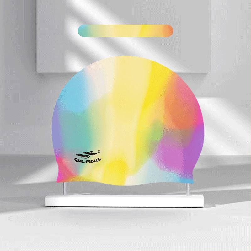 Silikona plūšanas cepure ar ūdensnecaurlaidīgu ausu aizsardzību, krāsu saskaņošanas raksts, piemērota pieaugušajiem, gatava privātās etiķetes izmantošanai