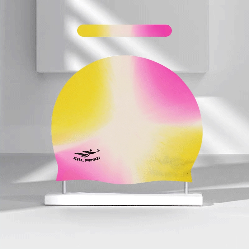 Silikona plūšanas cepure ar ūdensnecaurlaidīgu ausu aizsardzību, krāsu saskaņošanas raksts, piemērota pieaugušajiem, gatava privātās etiķetes izmantošanai