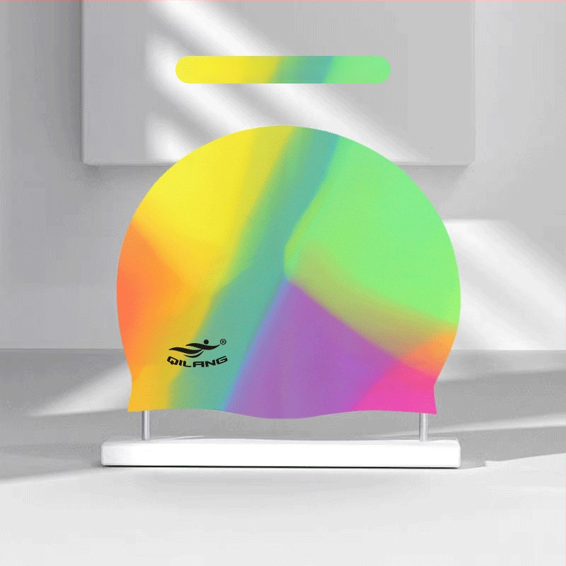 Silikona plūšanas cepure ar ūdensnecaurlaidīgu ausu aizsardzību, krāsu saskaņošanas raksts, piemērota pieaugušajiem, gatava privātās etiķetes izmantošanai